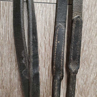 Rsd/Padded Rolled Double Dressage Bridle, Crank, Rubber Lined & Curb Reins *gc, dirty, faded, bent/folded ends, rubs, mnr faded
