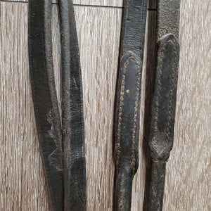Rsd/Padded Rolled Double Dressage Bridle, Crank, Rubber Lined & Curb Reins *gc, dirty, faded, bent/folded ends, rubs, mnr faded