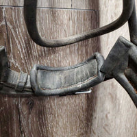 Rsd/Padded Rolled Double Dressage Bridle, Crank, Rubber Lined & Curb Reins *gc, dirty, faded, bent/folded ends, rubs, mnr faded
