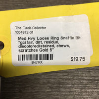 Med Hvy Loose Ring Snaffle Bit *gc/fair, dirt, residue, discolored/stained, chews, scratches

