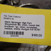 High Port Weymouth Bit, chain, french link bradoon *gc, clean, scratches, residue, stains