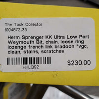 Low Port Weymouth Bit, chain, loose ring lozenge french link bradoon *vgc, clean, stains, scratches
