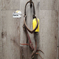 Double Stitched Headstall, laces *NO Throatlatch, broken end, dry, dusty, stiff, rubs
