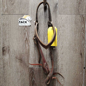 Double Stitched Headstall, laces *NO Throatlatch, broken end, dry, dusty, stiff, rubs
