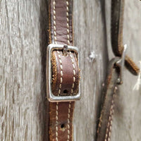 Double Stitched Headstall, laces *NO Throatlatch, broken end, dry, dusty, stiff, rubs