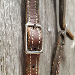 Double Stitched Headstall, laces *NO Throatlatch, broken end, dry, dusty, stiff, rubs