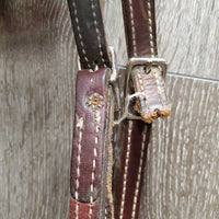 Double Stitched Headstall, laces *NO Throatlatch, broken end, dry, dusty, stiff, rubs