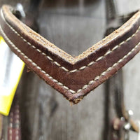 Double Stitched Headstall, laces *NO Throatlatch, broken end, dry, dusty, stiff, rubs
