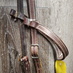 Double Stitched Headstall, laces *NO Throatlatch, broken end, dry, dusty, stiff, rubs