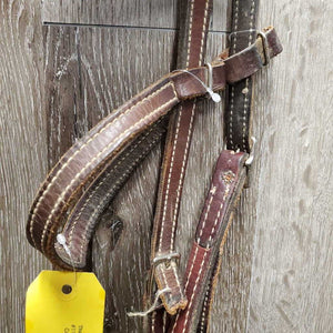 Double Stitched Headstall, laces *NO Throatlatch, broken end, dry, dusty, stiff, rubs