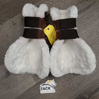 Pr Open Front Boots, Fleece Lined tabs *xc/like new, stiff, mnr edge stains
