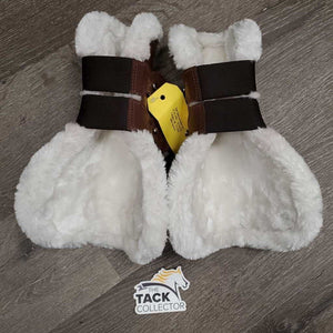Pr Open Front Boots, Fleece Lined tabs *xc/like new, stiff, mnr edge stains