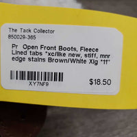 Pr Open Front Boots, Fleece Lined tabs *xc/like new, stiff, mnr edge stains
