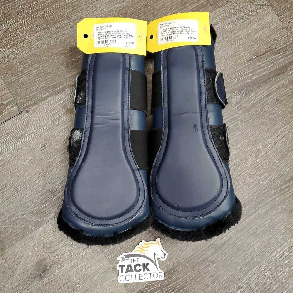 Pr Closed Boots, fleece lined, velcro *vgc, curled & peeled edges, clean, linty velcro