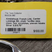 Kimblehook French Link, Center Lozenge Bit, chain *xc/like new, clean, mnr scratches, uneven hooks

