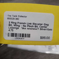 2 Ring French Link Elevator Gag Bit, Wing - No Pinch Bit, Center Lozenge *like newnew?

