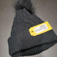Thick Cable Knit Touque, cuff, PomPom "H - Horse" *xc/like new, clean, stretched cuff
