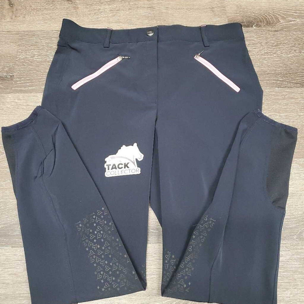 EuroSeat Breeches, Bling, Heart Sticky Knees *xc/vgc, v.mnr snags & stain