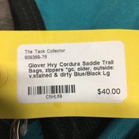 Hvy Cordura Saddle Trail Bags, zippers *gc, older, outside: v.stained & dirty
