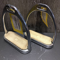 Pr Hvy Stirrup Irons, Grips *vgc/gc, clean, scuffs, rust spots, scratches, film
