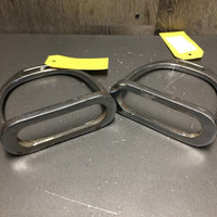 Pr Stirrup Irons *fair, vrusty, peeled, no grips, clean, reside
