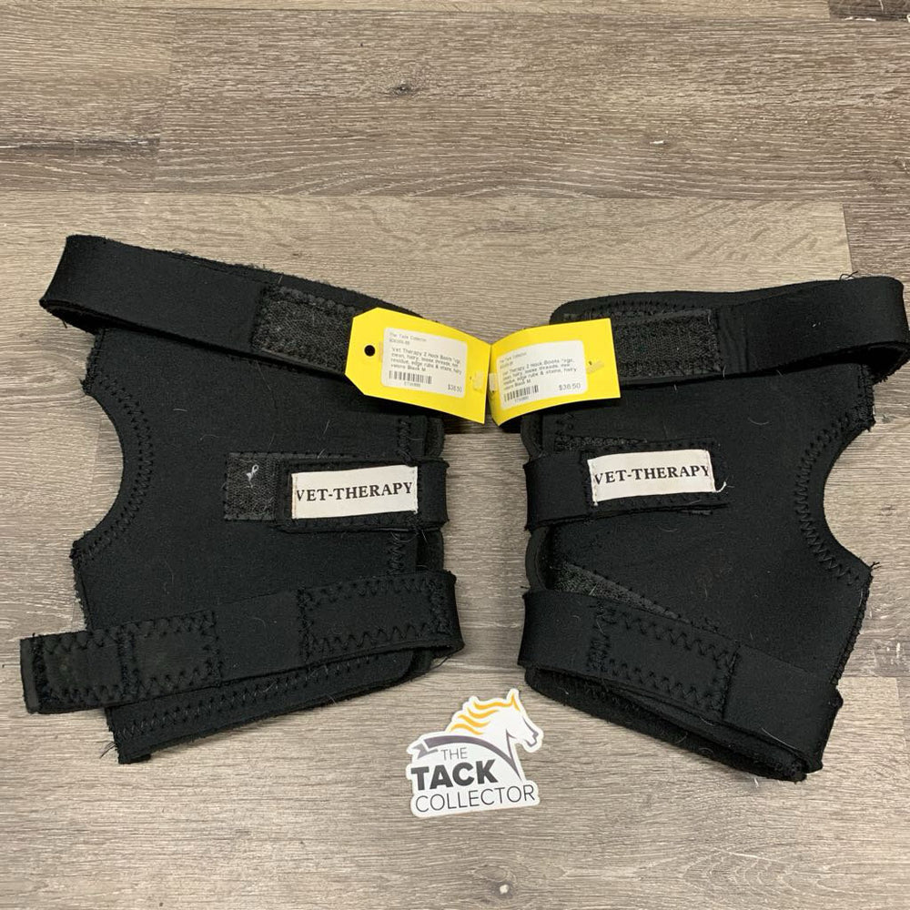2 Hock Boots *vgc, clean, hairy, loose threads, mnr residue, edge rubs & stains, hairy velcro