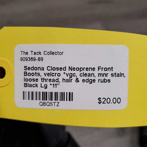 Closed Neoprene Front Boots, velcro *vgc, clean, mnr stain, loose thread, hair & edge rubs