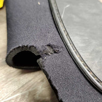 Closed Neoprene Front Boots, velcro *gc, clean, rips, v.hairy velcro, holes, scrapes, pilly edges, stains
