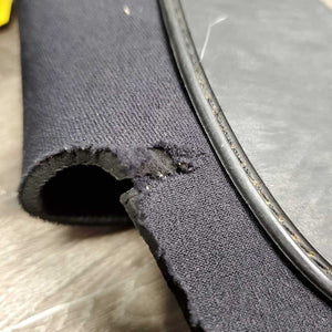 Closed Neoprene Front Boots, velcro *gc, clean, rips, v.hairy velcro, holes, scrapes, pilly edges, stains