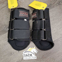 Closed Neoprene Front Boots, velcro *vgc, clean, mnr stain, loose thread, hair & edge rubs
