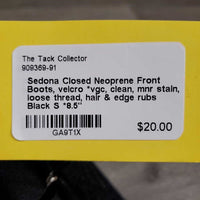 Closed Neoprene Front Boots, velcro *vgc, clean, mnr stain, loose thread, hair & edge rubs