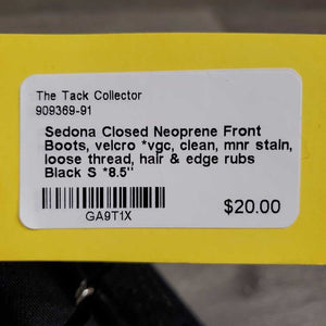 Closed Neoprene Front Boots, velcro *vgc, clean, mnr stain, loose thread, hair & edge rubs