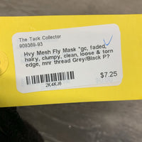 Hvy Mesh Fly Mask *gc, faded, hairy, clumpy, clean, loose & torn edge, mnr thread
