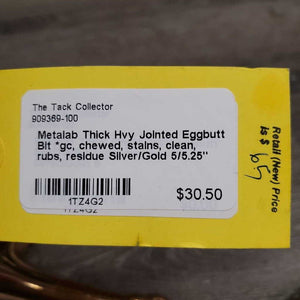 Thick Hvy Jointed Eggbutt Bit *gc, chewed, stains, clean, rubs, residue
