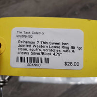 Thin Sweet Iron Jointed Western Loose Ring Bit *gc, clean, scuffs, scratches, rubs & chews
