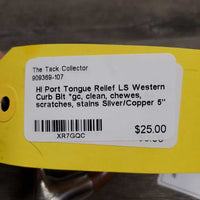 Hi Port Tongue Relief LS Western Curb Bit *gc, clean, chews, scratches, stains, bent
