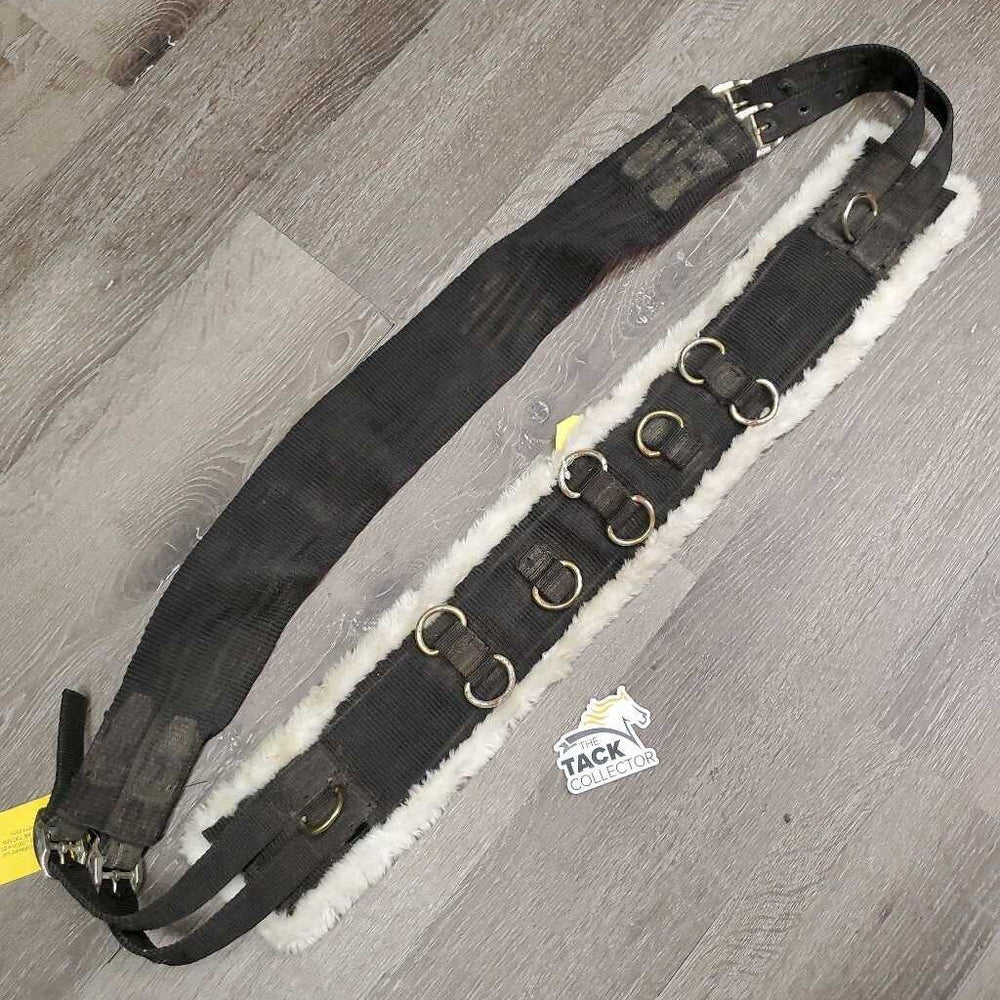 Light Nylon Web & Fleece Lined Synthetic Lungeing Surcingle, Girth, 10 Rings *gc, dirt, faded, stains, mnr frayed holes, rust