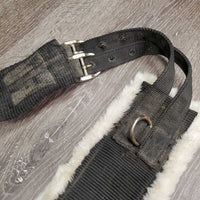 Light Nylon Web & Fleece Lined Synthetic Lungeing Surcingle, Girth, 10 Rings *gc, dirt, faded, stains, mnr frayed holes, rust