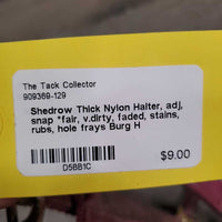 Thick Nylon Halter, adj, snap *fair, v.dirty, faded, stains, rubs, hole frays
