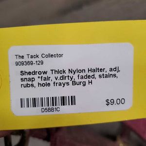 Thick Nylon Halter, adj, snap *fair, v.dirty, faded, stains, rubs, hole frays