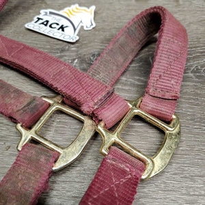 Thick Nylon Halter, snap, adj *gc/fair, faded, dirty, frayed holes, rubs, stains, snags