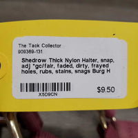 Thick Nylon Halter, snap, adj *gc/fair, faded, dirty, frayed holes, rubs, stains, snags
