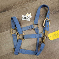 Thick Nylon Halter, snap, Hvy Brass Hardware *gc/fair, rubs, rough, shedding, faded, dirty, snagged holes