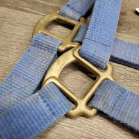 Thick Nylon Halter, snap, Hvy Brass Hardware *gc/fair, rubs, rough, shedding, faded, dirty, snagged holes