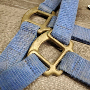 Thick Nylon Halter, snap, Hvy Brass Hardware *gc/fair, rubs, rough, shedding, faded, dirty, snagged holes