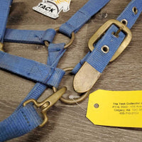 Thick Nylon Halter, snap, Hvy Brass Hardware *gc/fair, rubs, rough, shedding, faded, dirty, snagged holes
