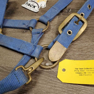 Thick Nylon Halter, snap, Hvy Brass Hardware *gc/fair, rubs, rough, shedding, faded, dirty, snagged holes