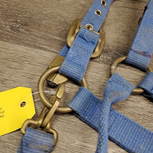Thick Nylon Halter, snap, Hvy Brass Hardware *gc/fair, rubs, rough, shedding, faded, dirty, snagged holes