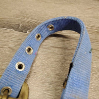 Thick Nylon Halter, snap, Hvy Brass Hardware *gc/fair, rubs, rough, shedding, faded, dirty, snagged holes
