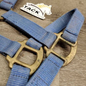 Thick Nylon Halter, snap, Hvy Brass Hardware *gc/fair, rubs, rough, shedding, faded, dirty, snagged holes